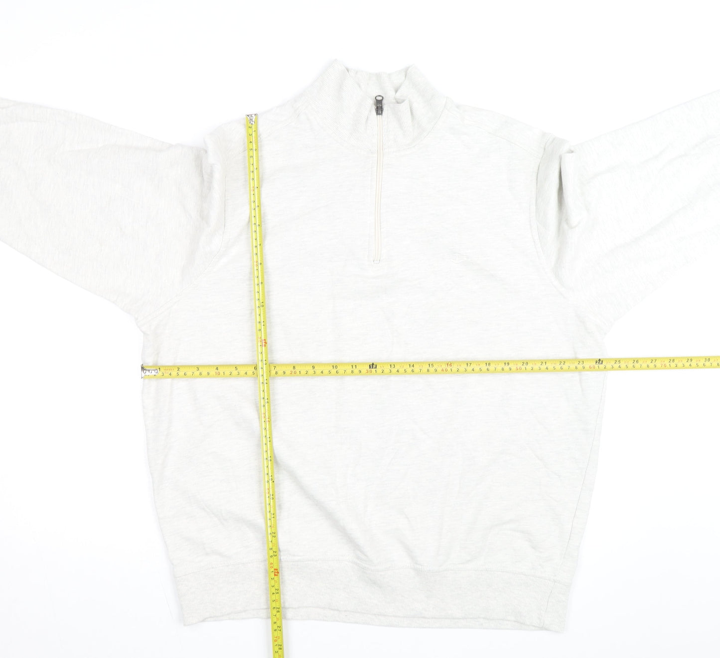 Dockers Men’s Ivory 1/4 Zip High Neck Sweatshirt Size L Regular Fit