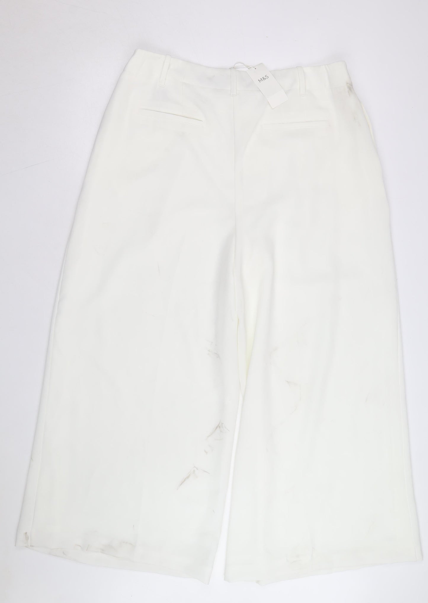 Marks and Spencer Women’s Ivory Wide-Leg Trousers Size 18