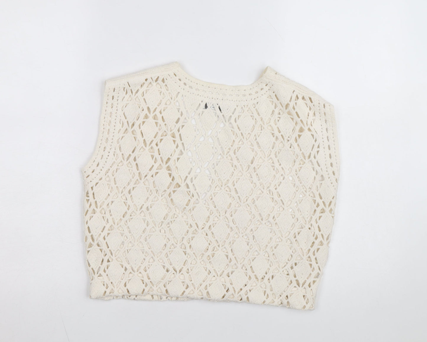 Marks and Spencer Womens Ivory XS Crochet Cotton Cropped Tank Top