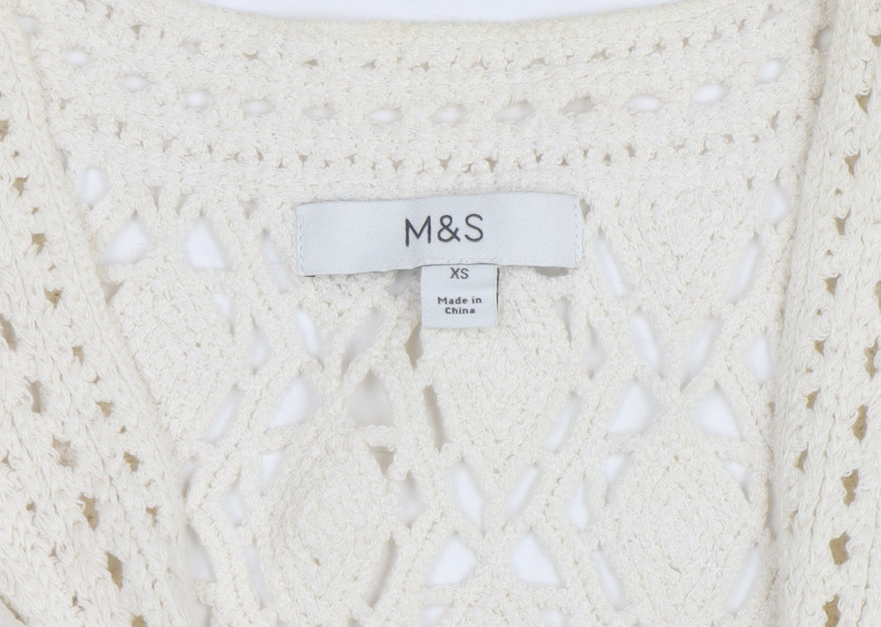 Marks and Spencer Womens Ivory XS Crochet Cotton Cropped Tank Top
