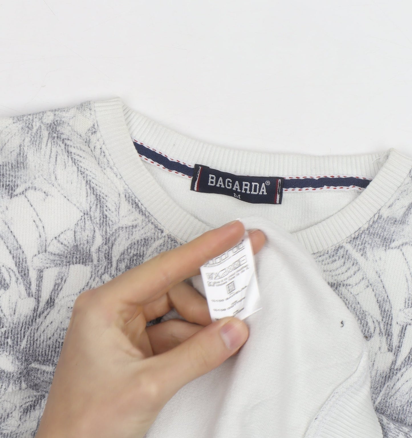 Bagarda Men's Grey Floral Crew Neck Sweatshirt Size M