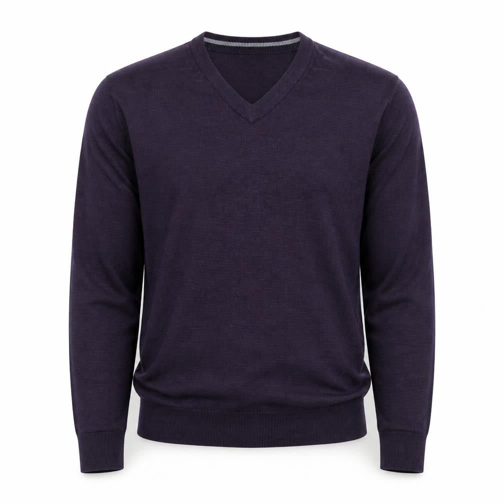 Ibex Men’s Purple Merino Wool V-Neck Jumper Size L