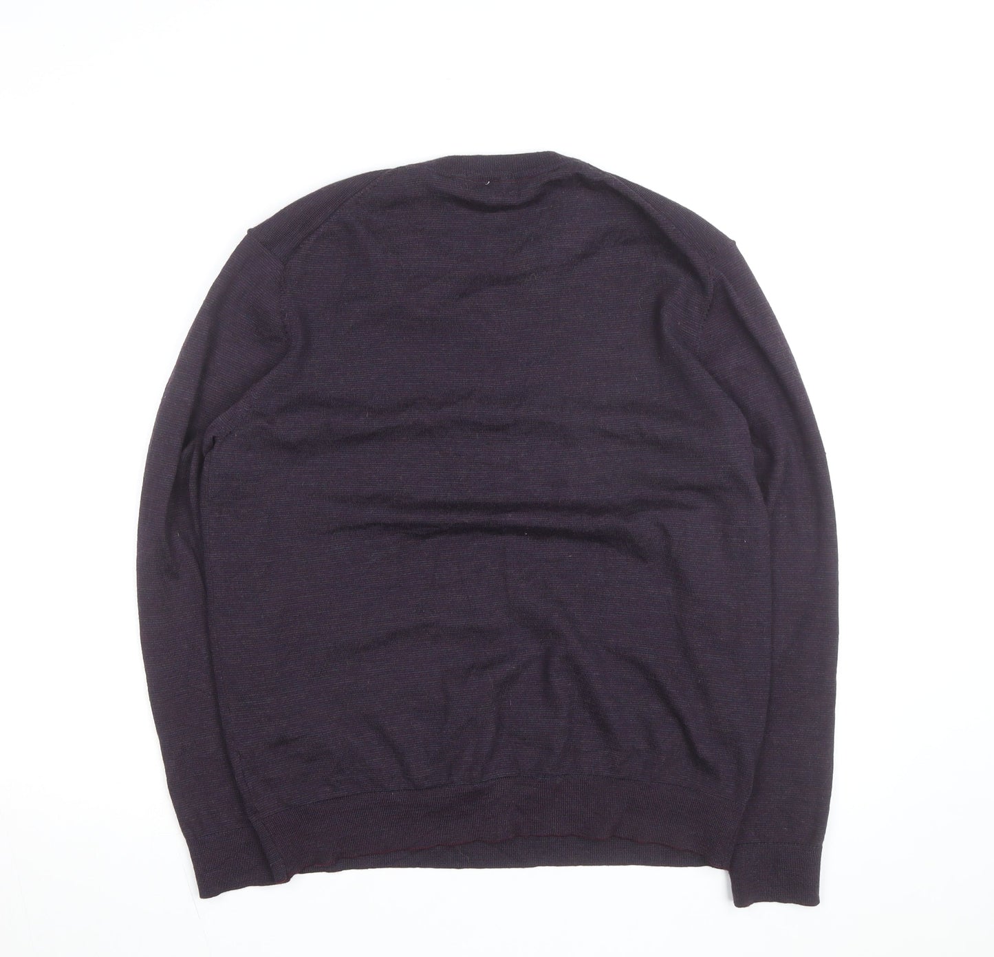 Ibex Men’s Purple Merino Wool V-Neck Jumper Size L