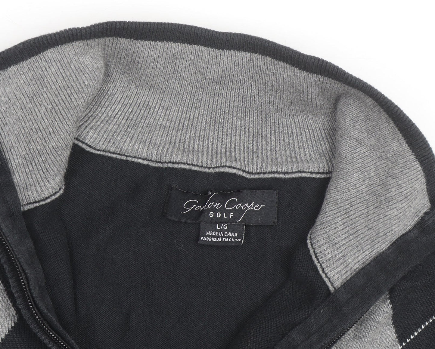 Gordon Cooper Golf Men's Black Argyle 1/4 Zip Jumper Size L