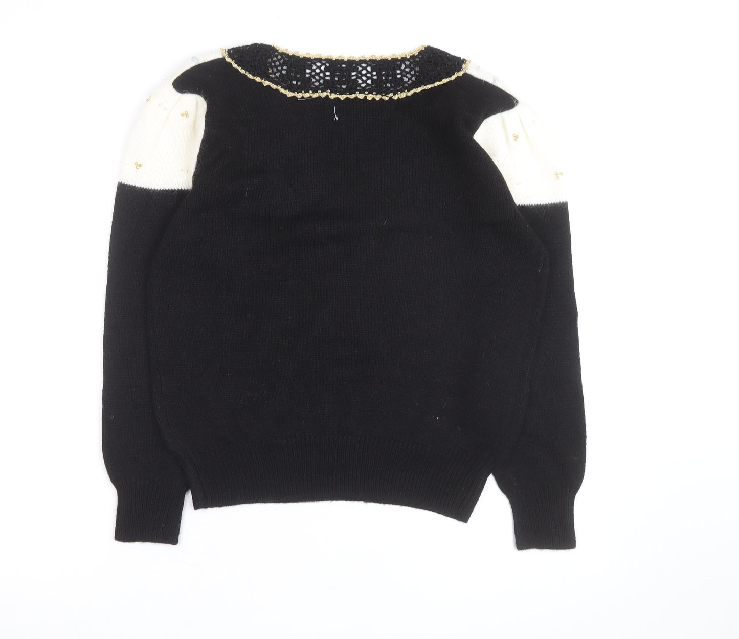 Dana Scott Womens Black Paisley V-Neck Cardigan M Knit Jumper