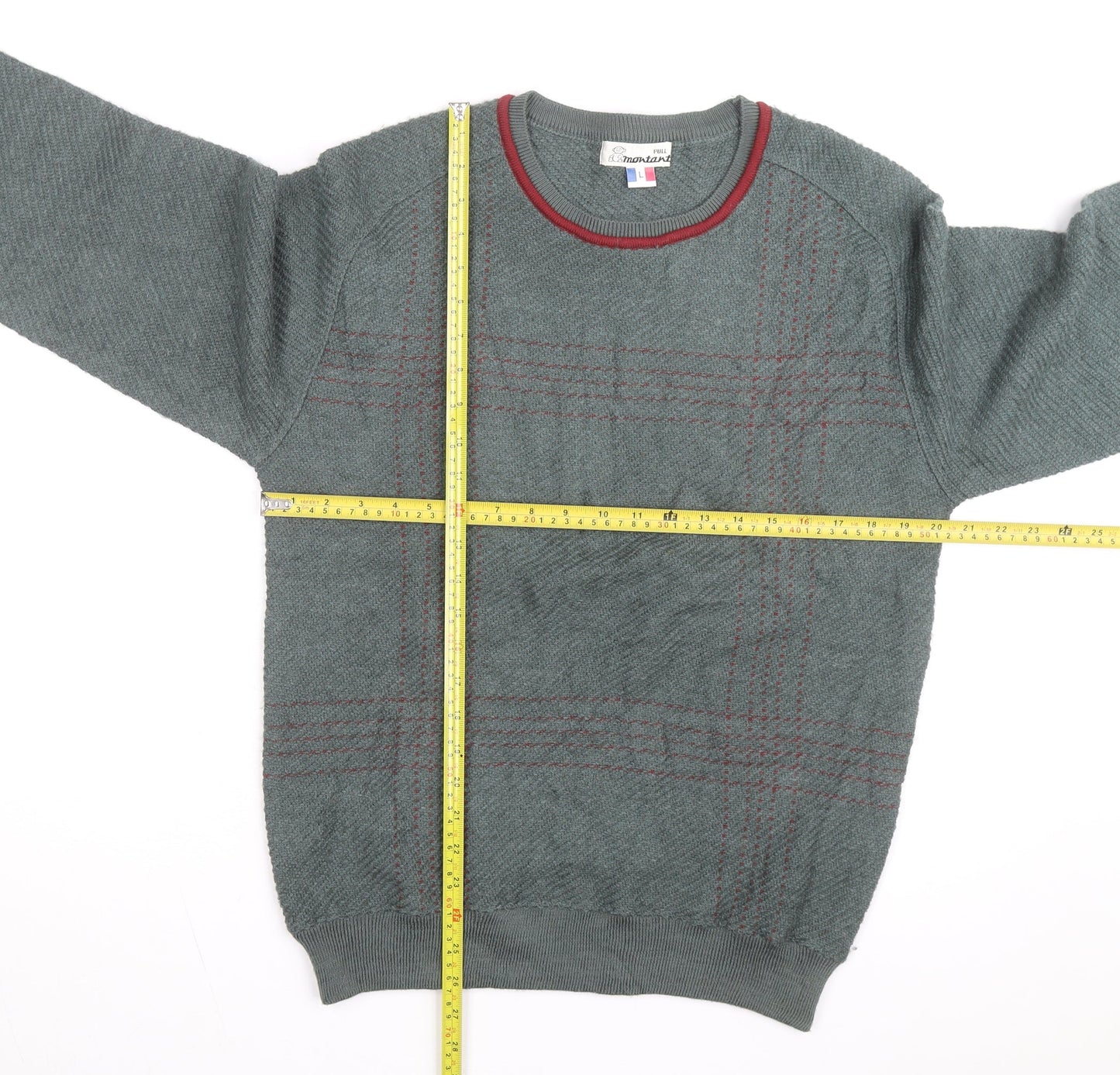 Emostar Men's Green Check Knit Pullover Jumper Size L