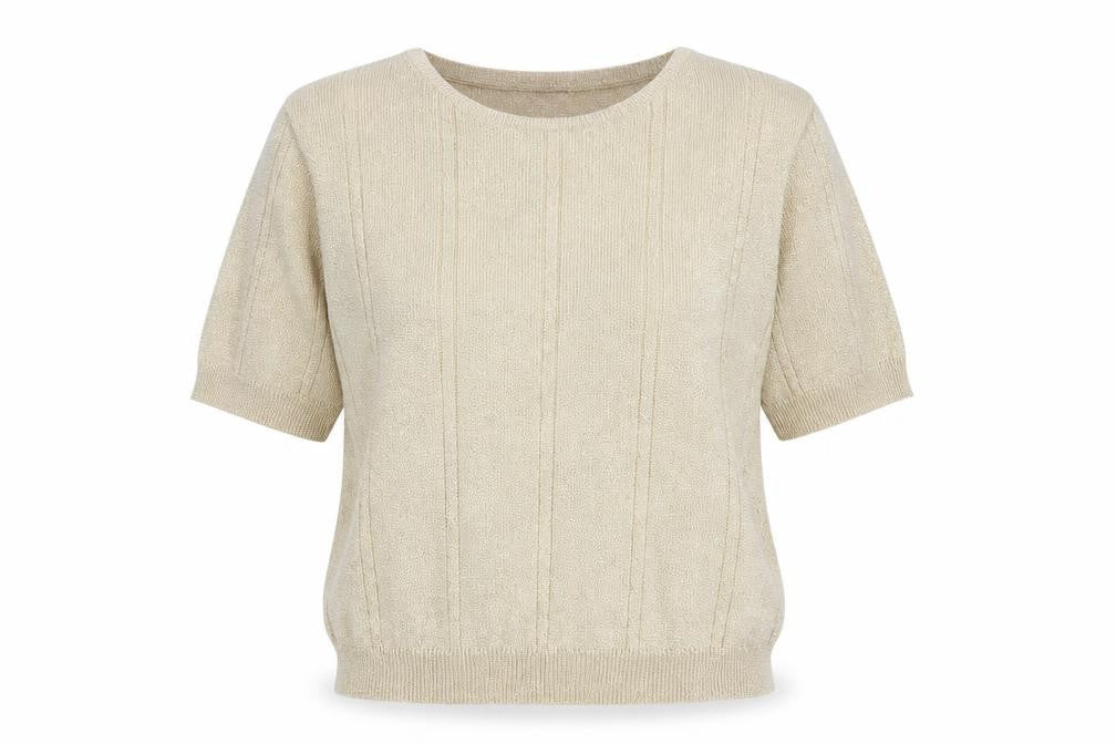 Braemar Petites Women’s Gold Short Sleeve Knit Top L