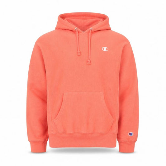 Champion Men's Orange Pullover Hoodie Medium Reverse Weave Fleece