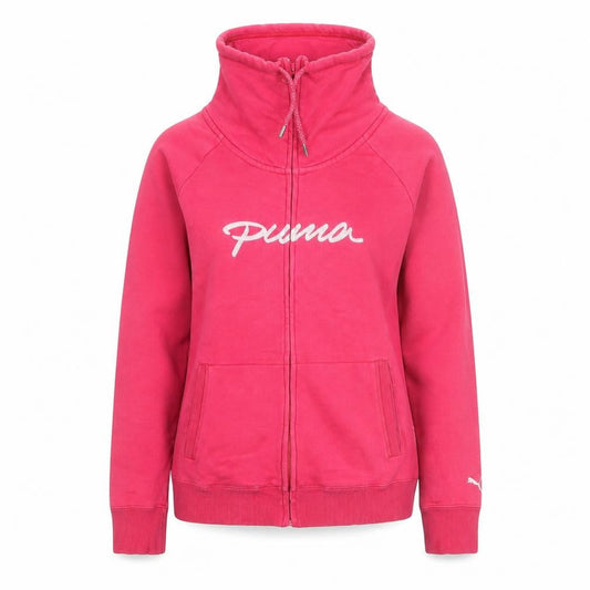 Puma Womens Pink Full Zip Hoodie Size 10 Cotton Fleece Warm Casual