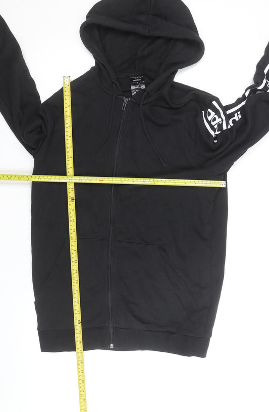 Adidas Mens Black Full Zip Hoodie Size M Logo Sleeve Sportswear