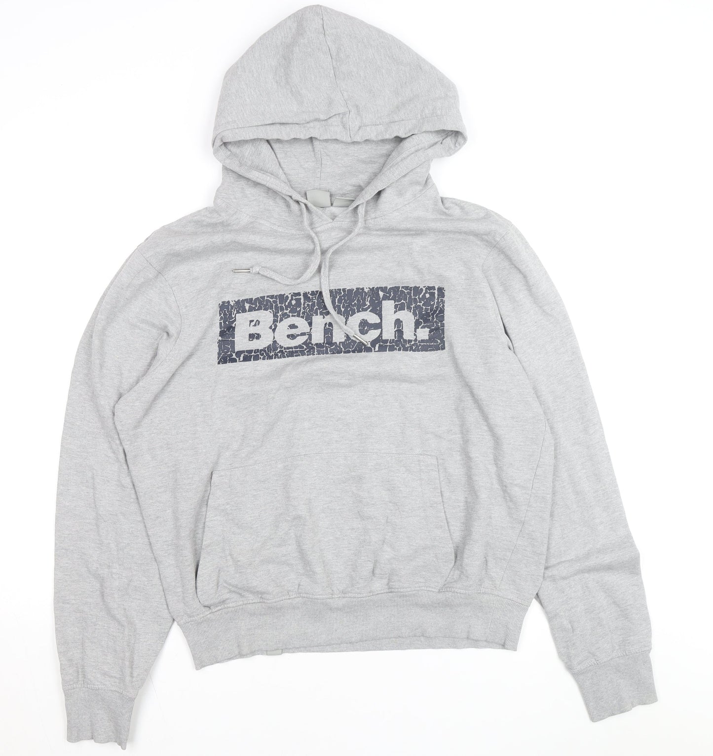 Bench Men's Grey Pullover Hoodie XL Regular Fit Logo Fleece Sweatshirt