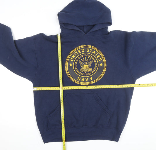 M.J. Soffe Men’s Blue USA Navy Pullover Hoodie Size L Fleece Sweatshirt