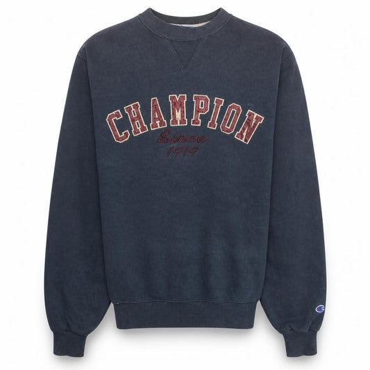 Champion Men’s Blue Pullover Sweatshirt L Embroidered Logo Crew Neck