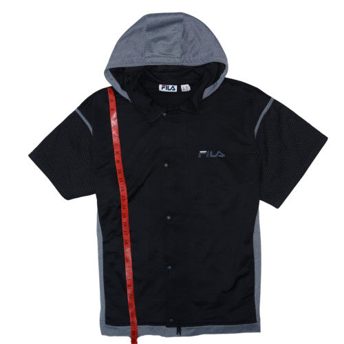 Fila Mens Black 3XL Hooded Full Zip Short Sleeve Hoodie