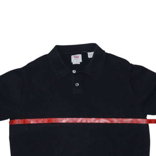 Levi's Men's Black Long Sleeve Cotton Polo Shirt Size L