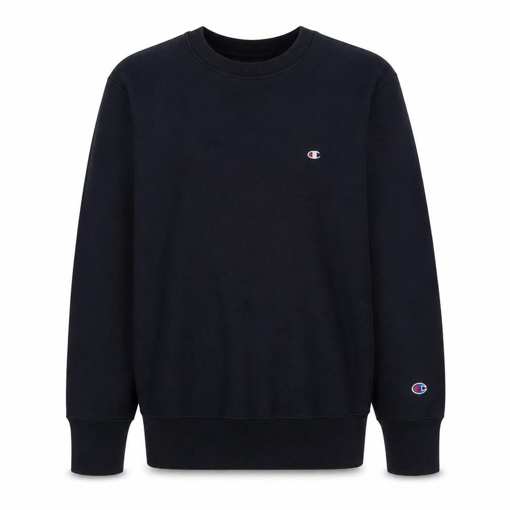 Champion Men's Black Large Reverse Weave Crew Neck Sweatshirt