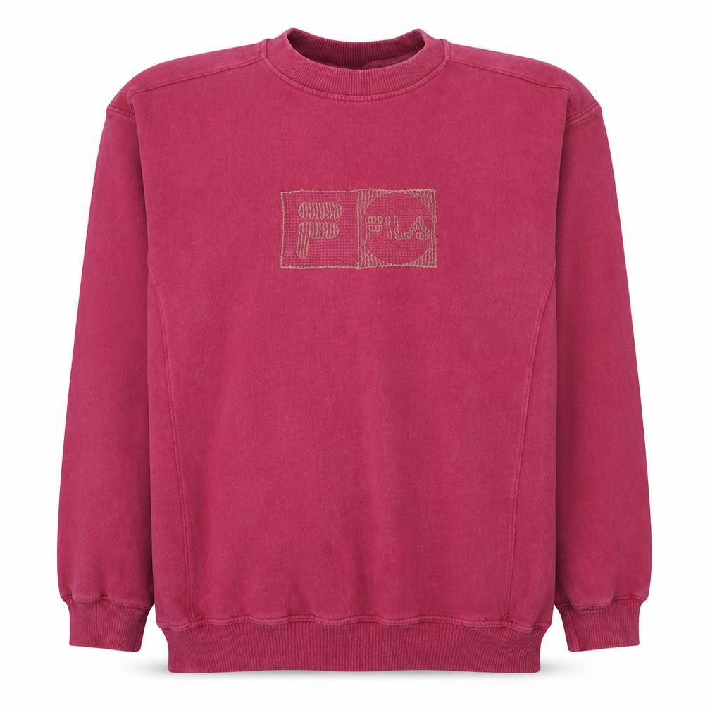 Fila Men's Red Crew Neck Sweatshirt XL Cotton Blend Logo Pullover
