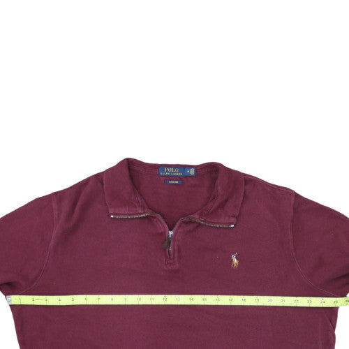 Ralph Lauren Men's Red Cotton 1/2 Zip Collared Top Size M