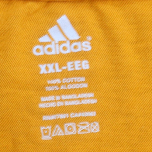 Adidas Men's Yellow XXL Graphic Print Cotton T-Shirt
