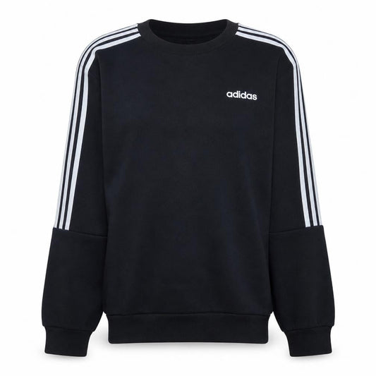 Adidas Mens Black M Crew Neck Pullover Sweatshirt Classic 3-Stripes