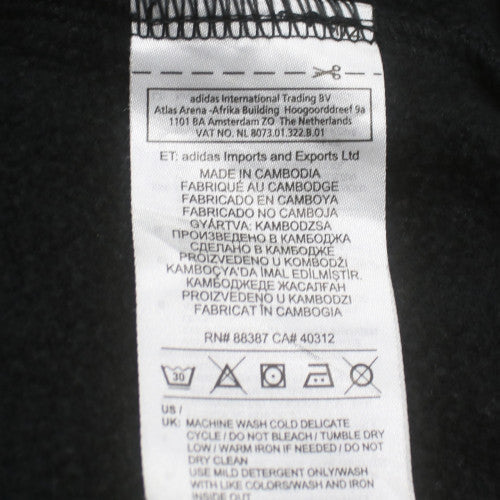 Adidas Mens Black M Crew Neck Pullover Sweatshirt Classic 3-Stripes