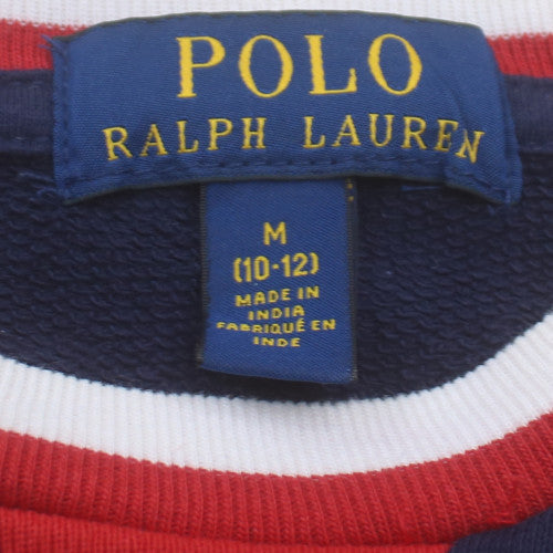 Polo Ralph Lauren Womens Navy Red Crew Neck Cotton Sweatshirt M 10-12