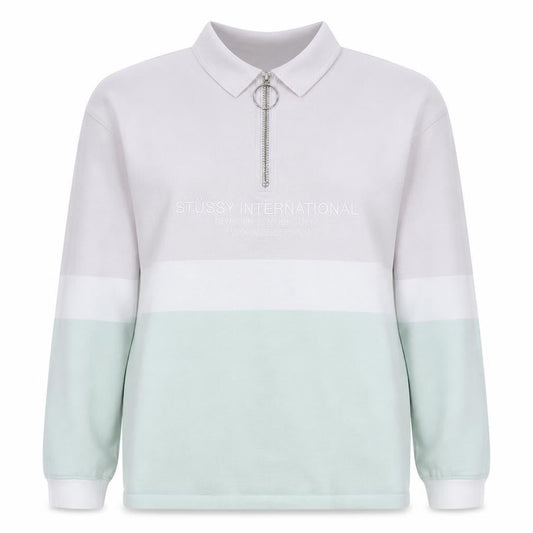 Stussy Women’s Pink Colourblock Half Zip Sweatshirt Size 8 Cotton