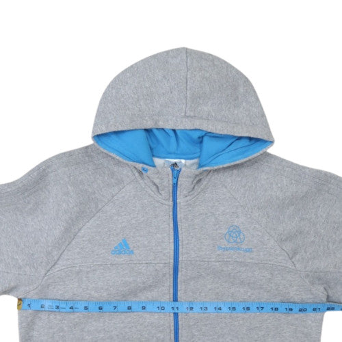 adidas Men Grey Full Zip Hoodie L Sports Fleece Activewear