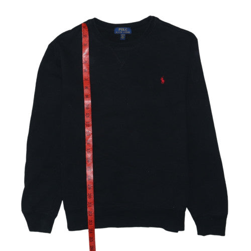 Ralph Lauren Womens Black L Sweatshirt Crew Neck Cotton Blend Logo