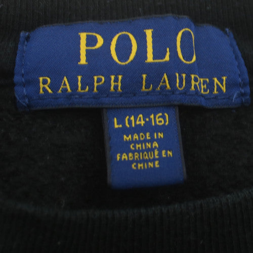 Ralph Lauren Womens Black L Sweatshirt Crew Neck Cotton Blend Logo
