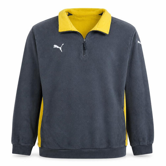Puma Men's Grey & Yellow 1/4 Zip Fleece Sweatshirt 2XL Regular Fit