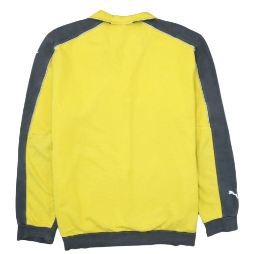 Puma Men's Grey & Yellow 1/4 Zip Fleece Sweatshirt 2XL Regular Fit