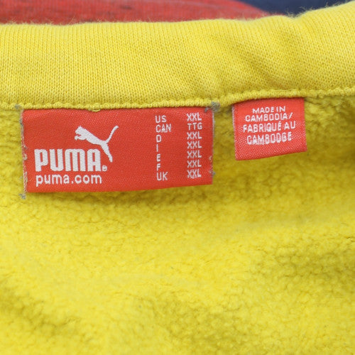 Puma Men's Grey & Yellow 1/4 Zip Fleece Sweatshirt 2XL Regular Fit