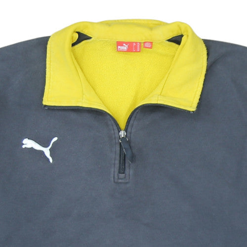 Puma Men's Grey & Yellow 1/4 Zip Fleece Sweatshirt 2XL Regular Fit