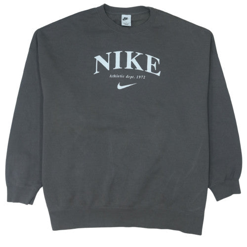 Nike Men’s Grey Logo Pullover Sweatshirt L Crew Neck Fleece