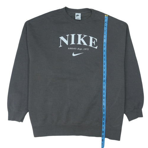 Nike Men’s Grey Logo Pullover Sweatshirt L Crew Neck Fleece