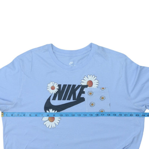 Nike Womens Blue Daisy Logo Short Sleeve Cotton T-Shirt XL