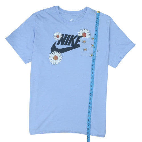 Nike Womens Blue Daisy Logo Short Sleeve Cotton T-Shirt XL