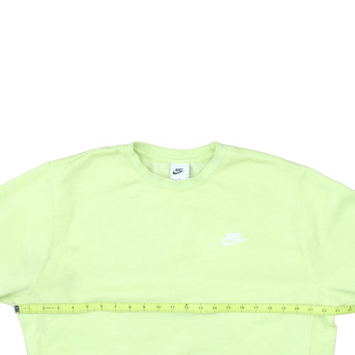 Nike Men Green Crew Neck Pullover Sweatshirt M Fleece Regular Fit