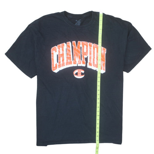 Champion Men's Black 3XL Crew Neck Graphic Print T-Shirt