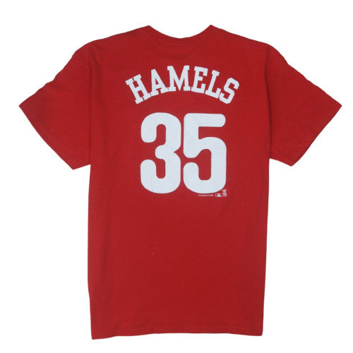 MLB Genuine Merchandise Men's Red Phillies Hamels 35 Cotton T-Shirt XL