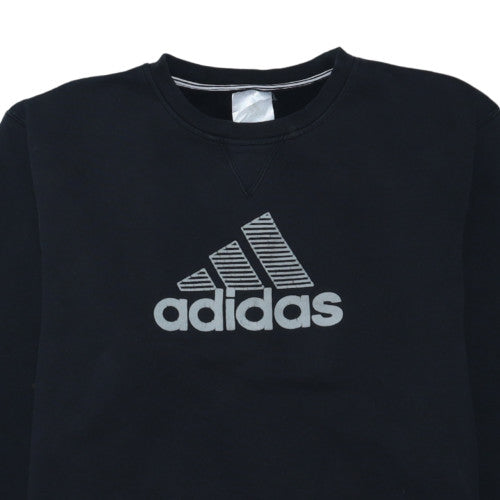 Adidas Men's Black Crew Neck Logo Pullover Sweatshirt M