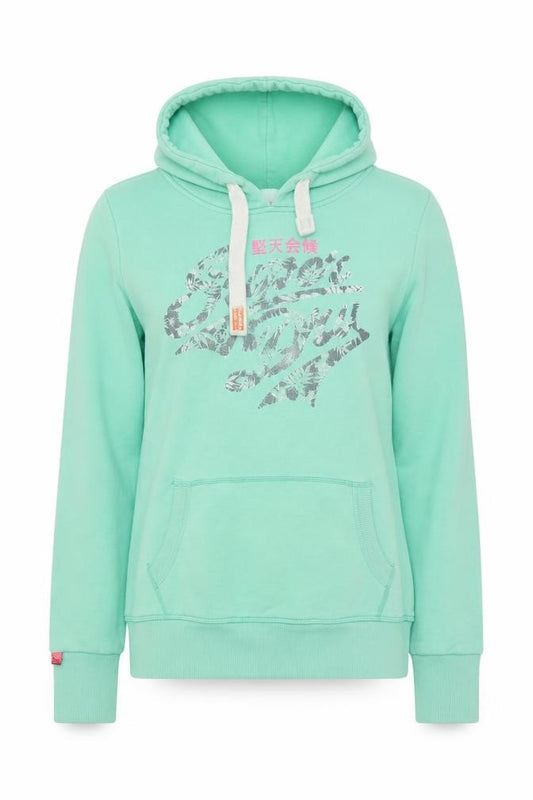 Superdry Womens Green Pullover Hoodie Size M Cotton Blend Vintage Logo