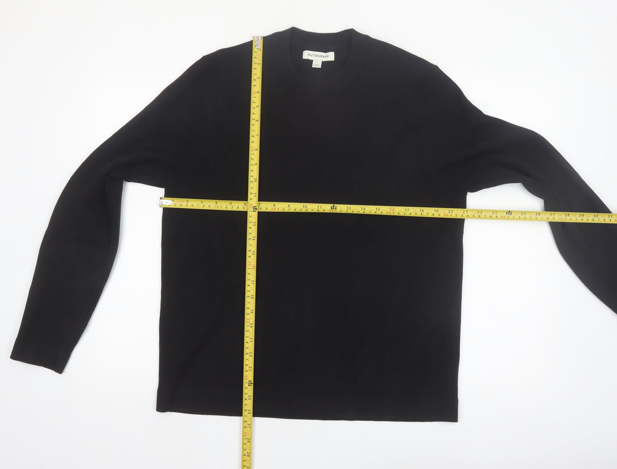 Close-up detail of Marks and Spencer Men’s Black L Crew Neck jumper