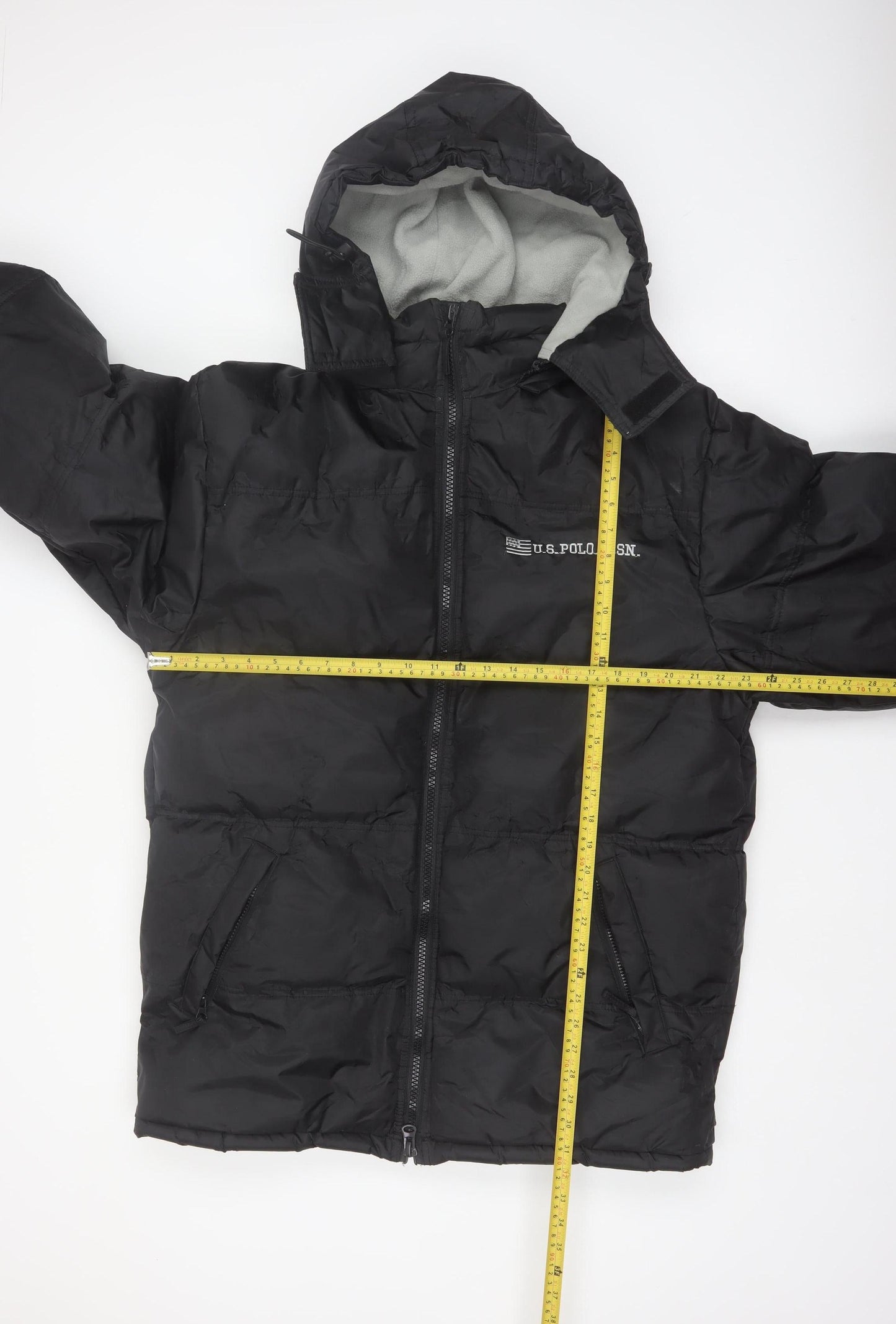 U.S. Polo Assn. Men's Black M Puffer Jacket Hooded Polyester Winter Coat