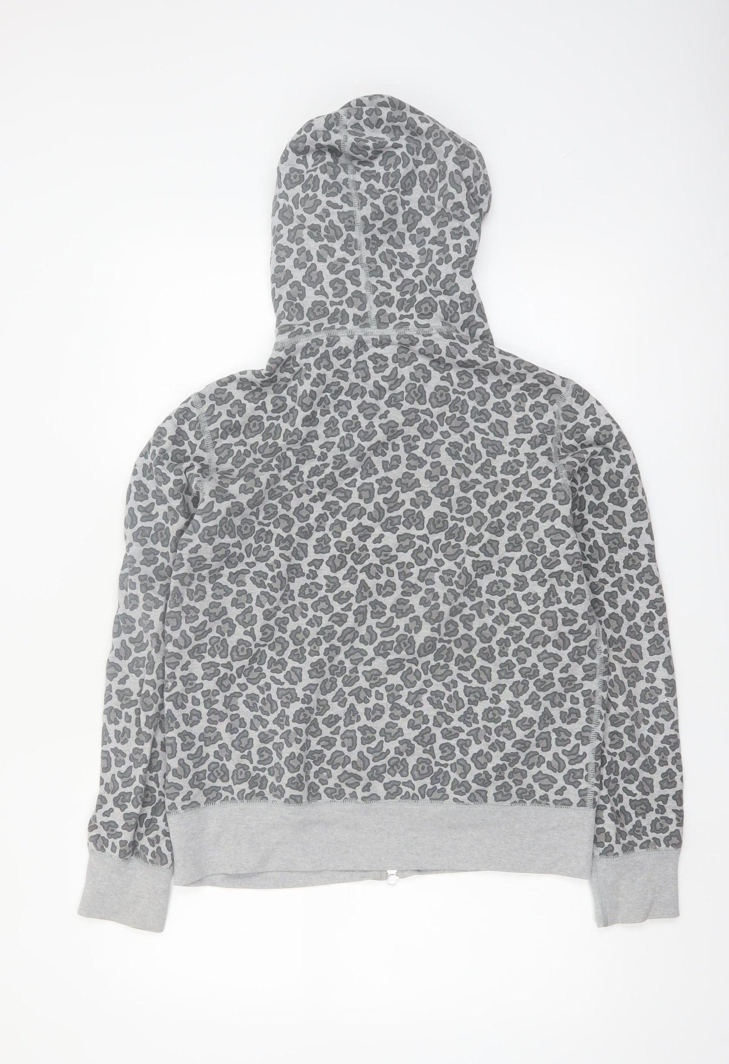 Converse Womens Grey Leopard Print Full Zip Hoodie Size M