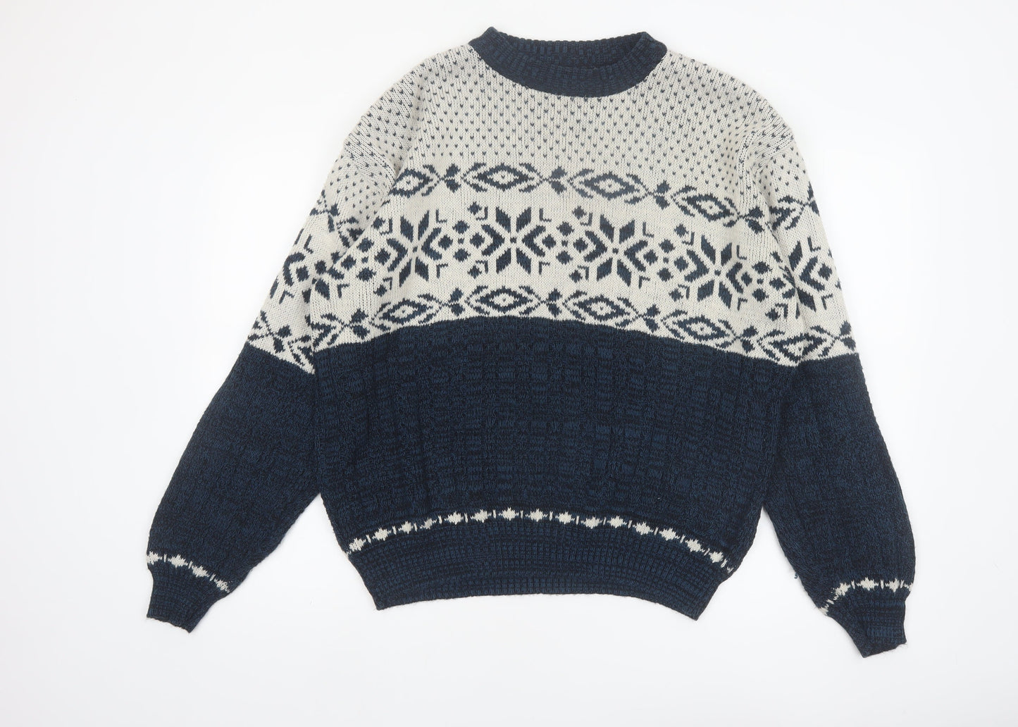 Hardwood & Pine Men's Blue Fair Isle Knit XL Pullover Jumper