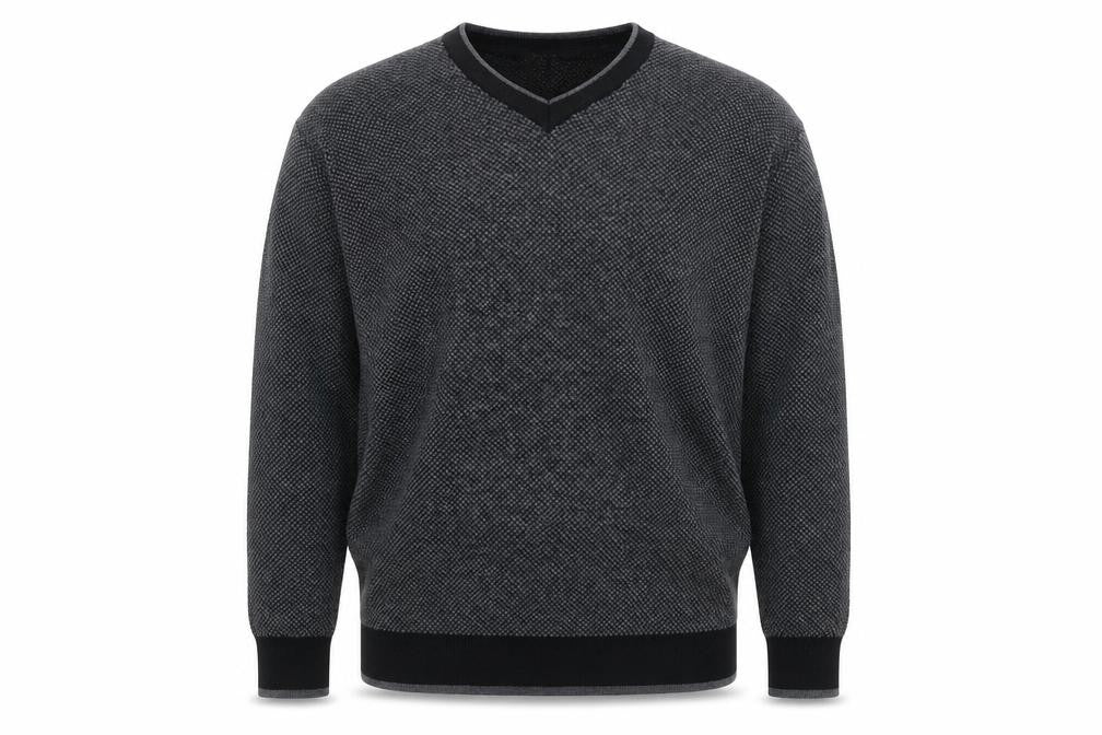 Bugatchi Uomo Mens Grey Merino Wool V-Neck Jumper Size L