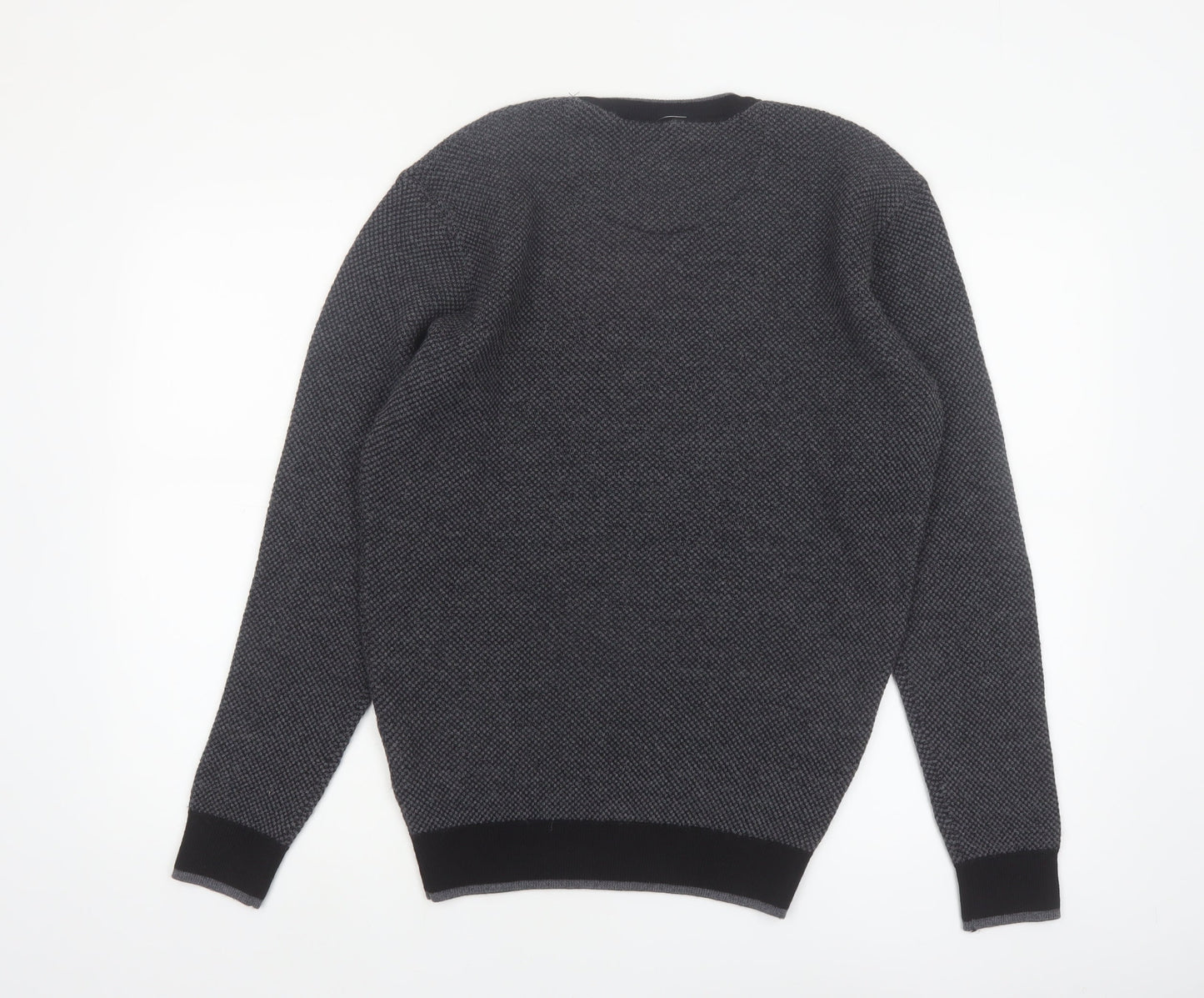 Bugatchi Uomo Mens Grey Merino Wool V-Neck Jumper Size L