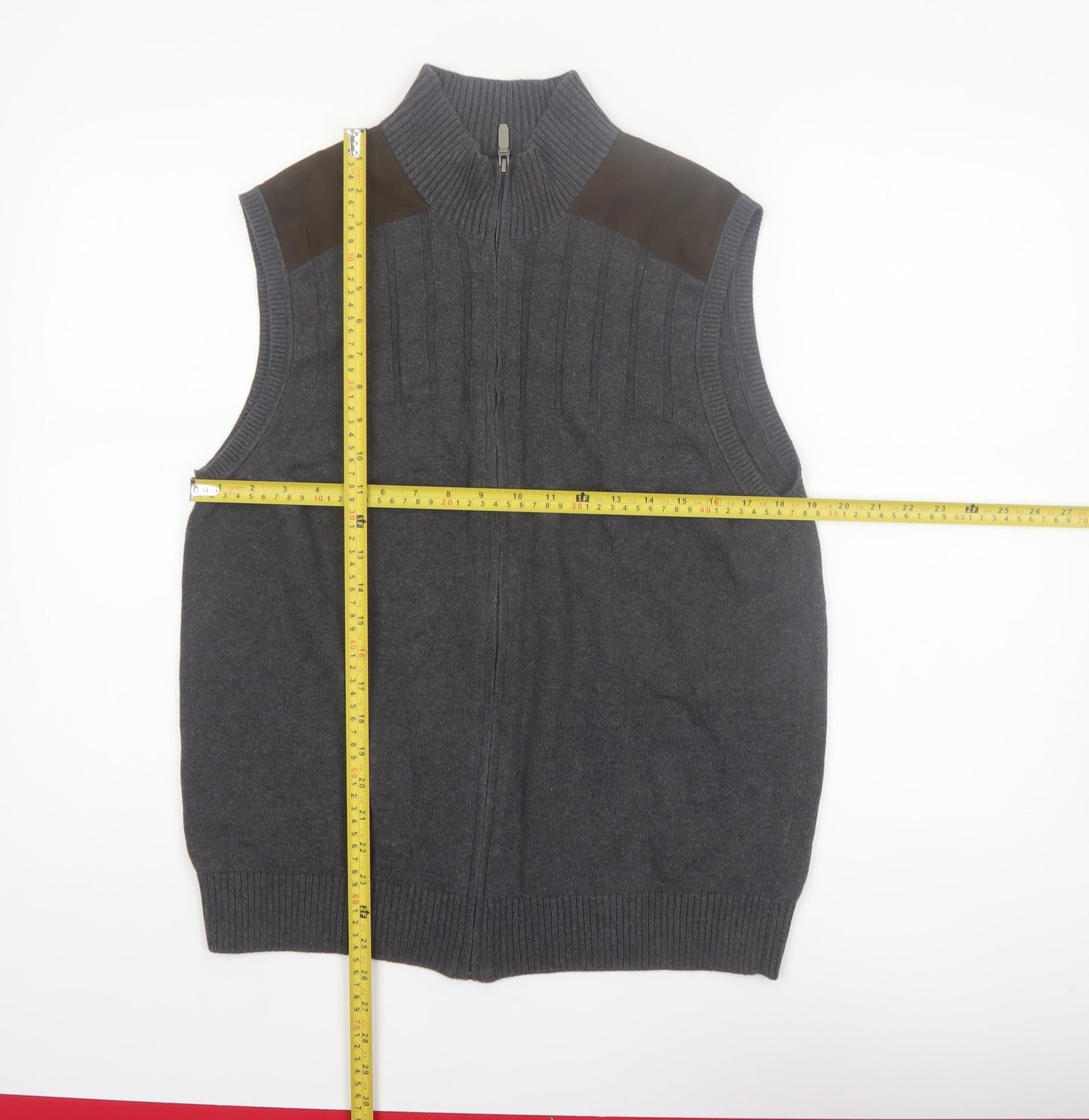 Alex Cannon Men's Grey Cotton Sleeveless Full Zip Vest Jumper L